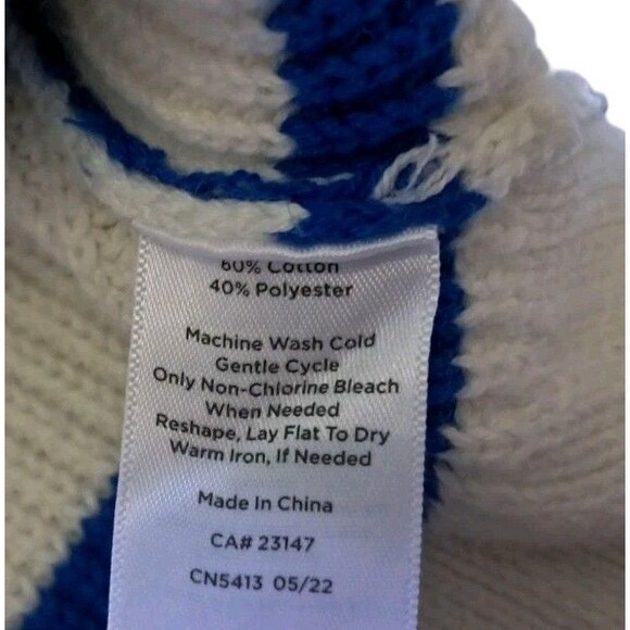 T By Talbots Sweater Women's XL Ivory Multi Stripe Crewneck High Low Thumb Holes - Picture 10 of 12